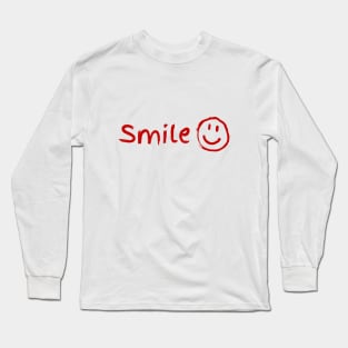 Smile and Be Happy Red Design Long Sleeve T-Shirt